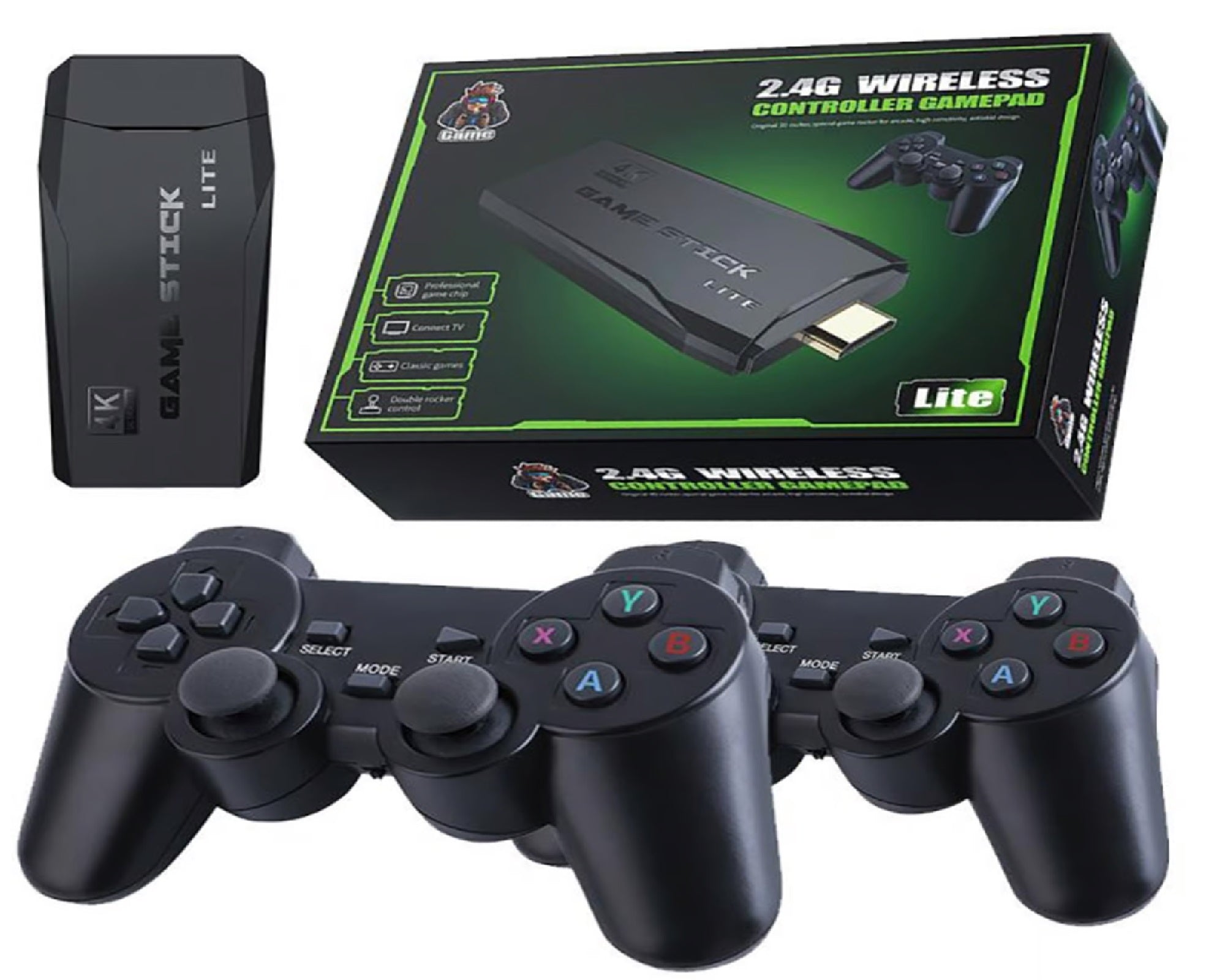 Consola Retro Stick 4K – 10.000 Juegos + 2 Controles Inalámbricos