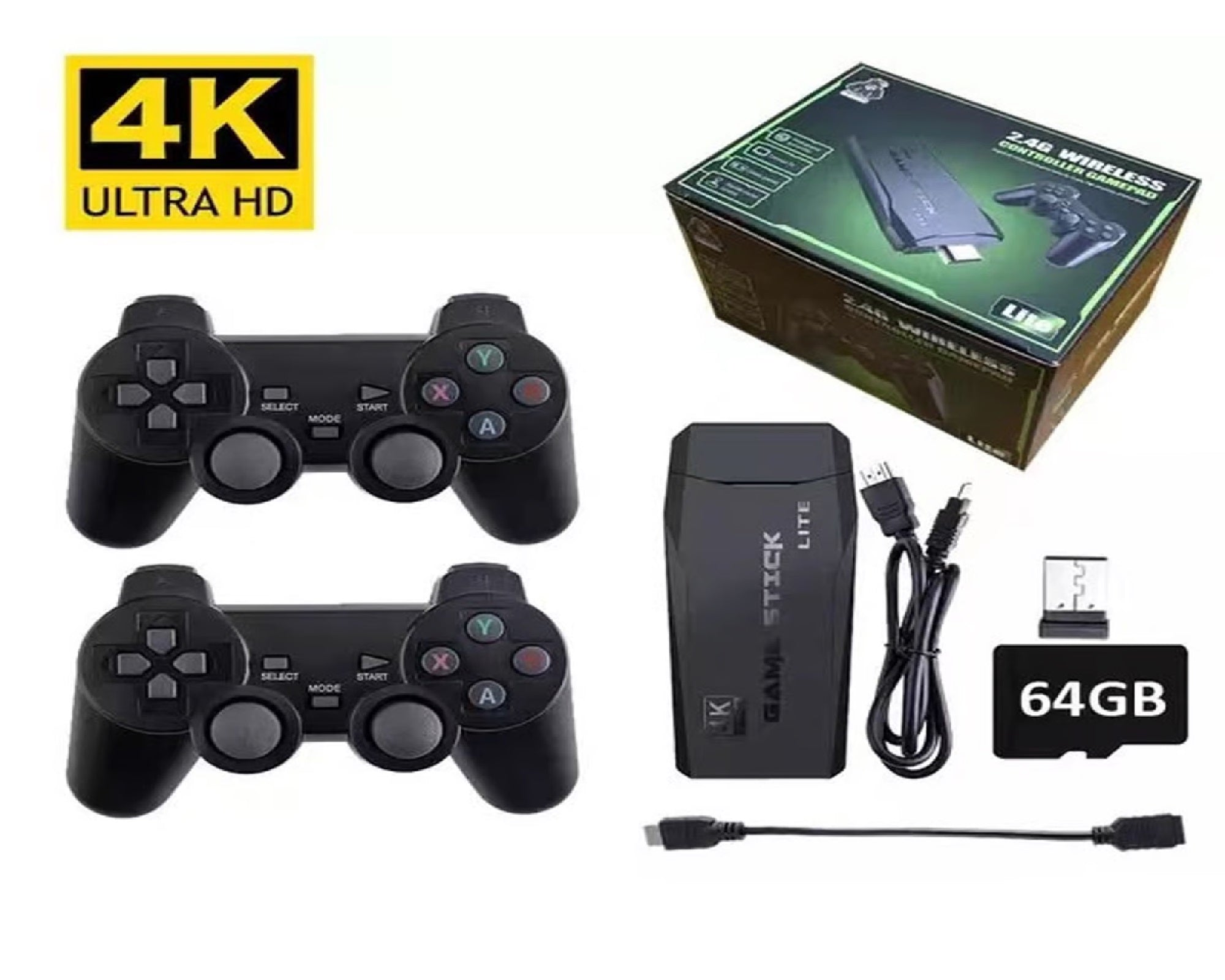 Consola Retro Stick 4K – 10.000 Juegos + 2 Controles Inalámbricos